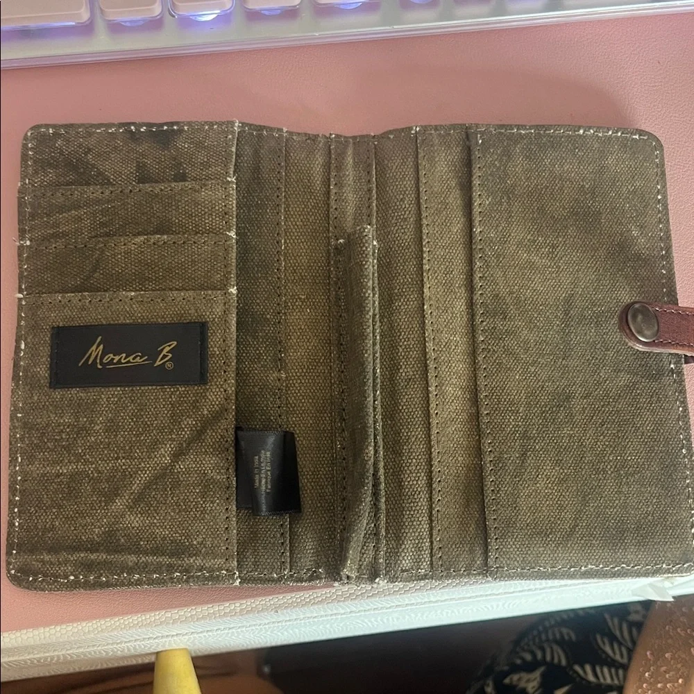 Mona B Brown Canvas Passport Holder